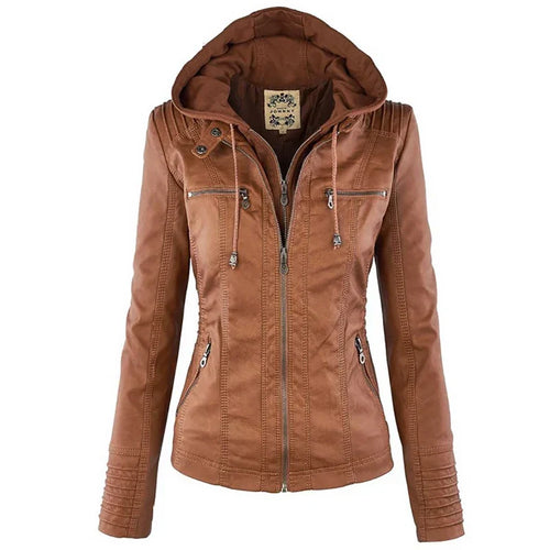Adeline | Women's Faux Leather Jacket Zip up