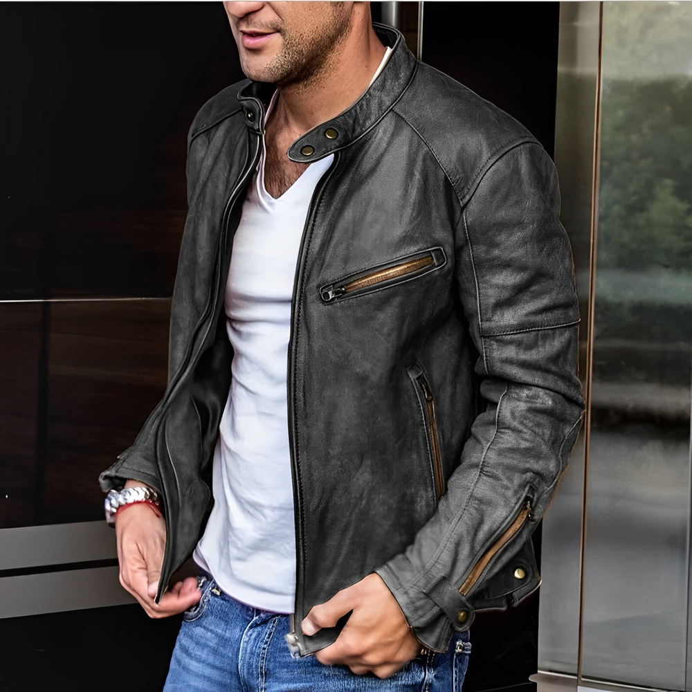Arlo | Men's Leather Jacket Bomber Zip up