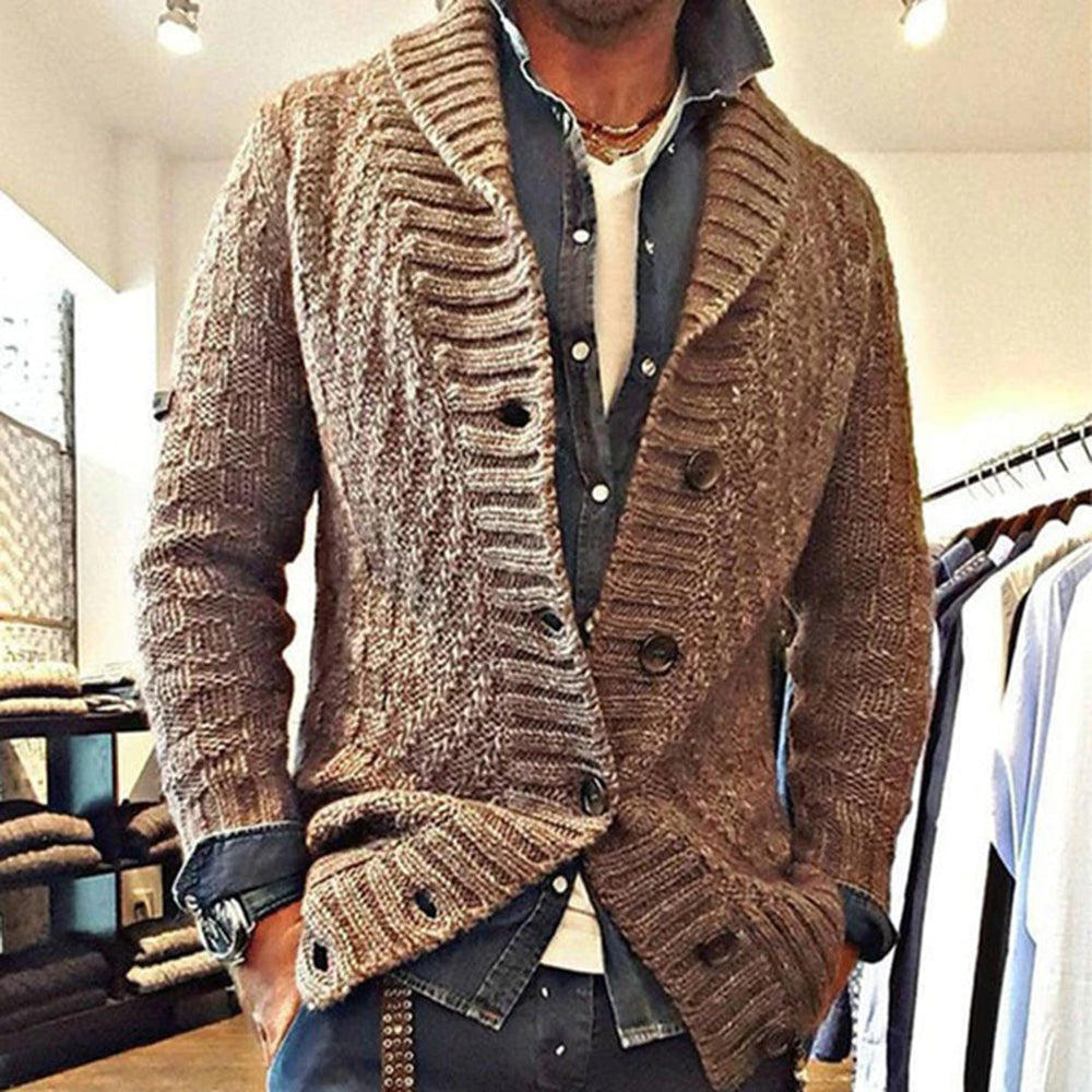 Eldon | Men's Cable Knit Cardigan Shawl Collar