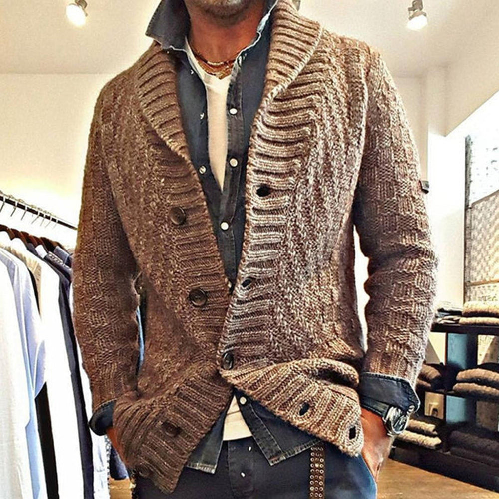 Eldon | Men's Cable Knit Cardigan Shawl Collar