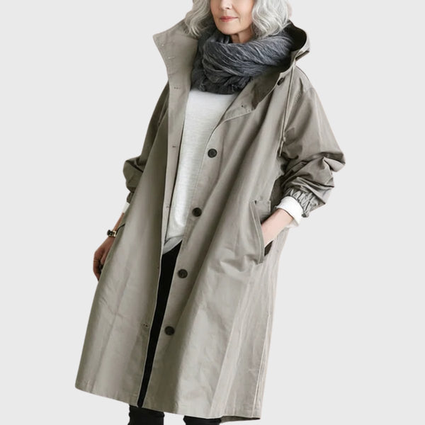 Elise | Women's Long Hooded Trench Rain Jacket