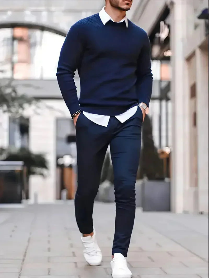 Ezra | Men's Crew Neck Knit Sweater