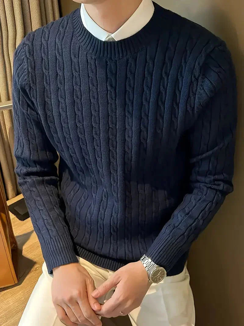 Fabien | Men's Cable Knit Sweater Crew Neck