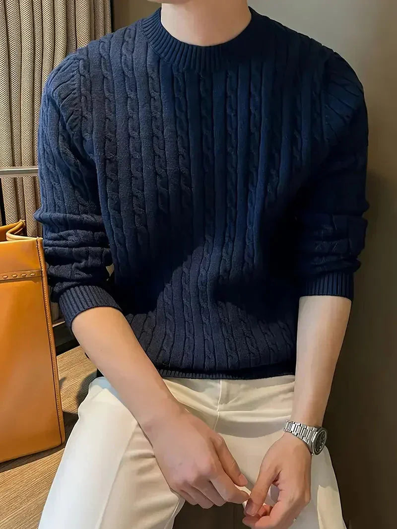 Fabien | Men's Cable Knit Sweater Crew Neck