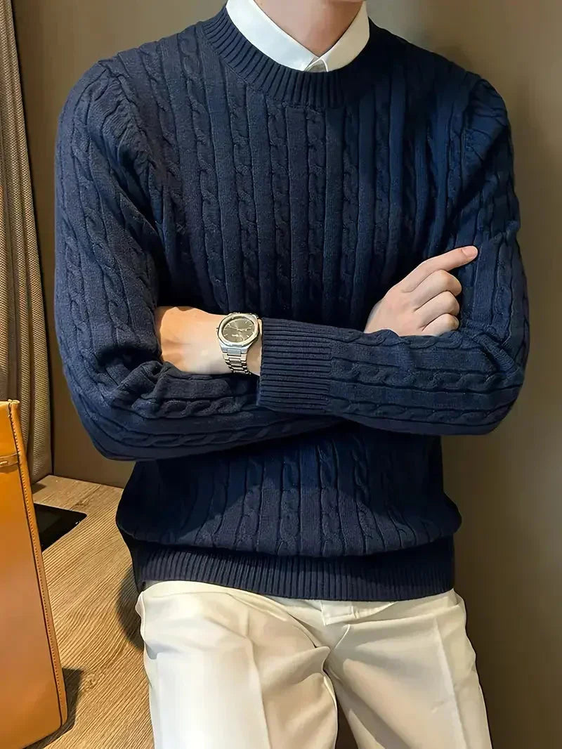 Fabien | Men's Cable Knit Sweater Crew Neck