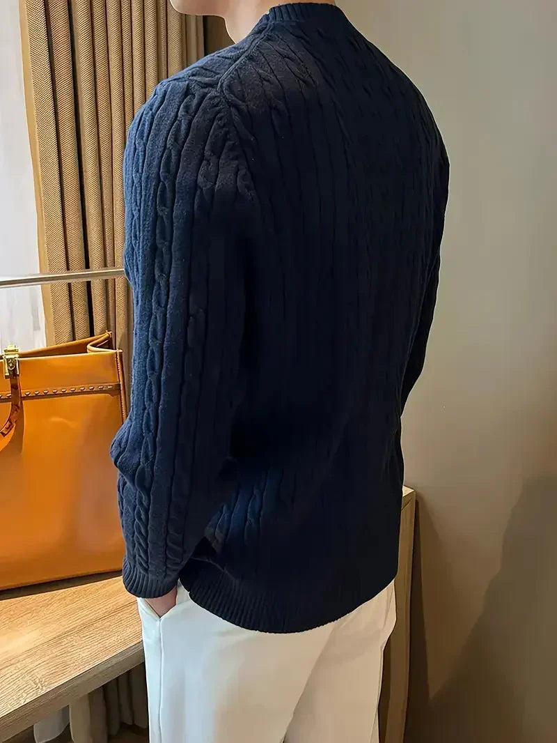 Fabien | Men's Cable Knit Sweater Crew Neck