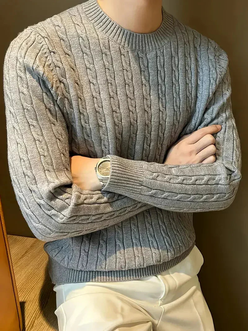 Fabien | Men's Cable Knit Sweater Crew Neck