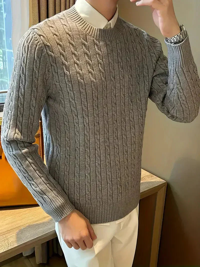 Fabien | Men's Cable Knit Sweater Crew Neck