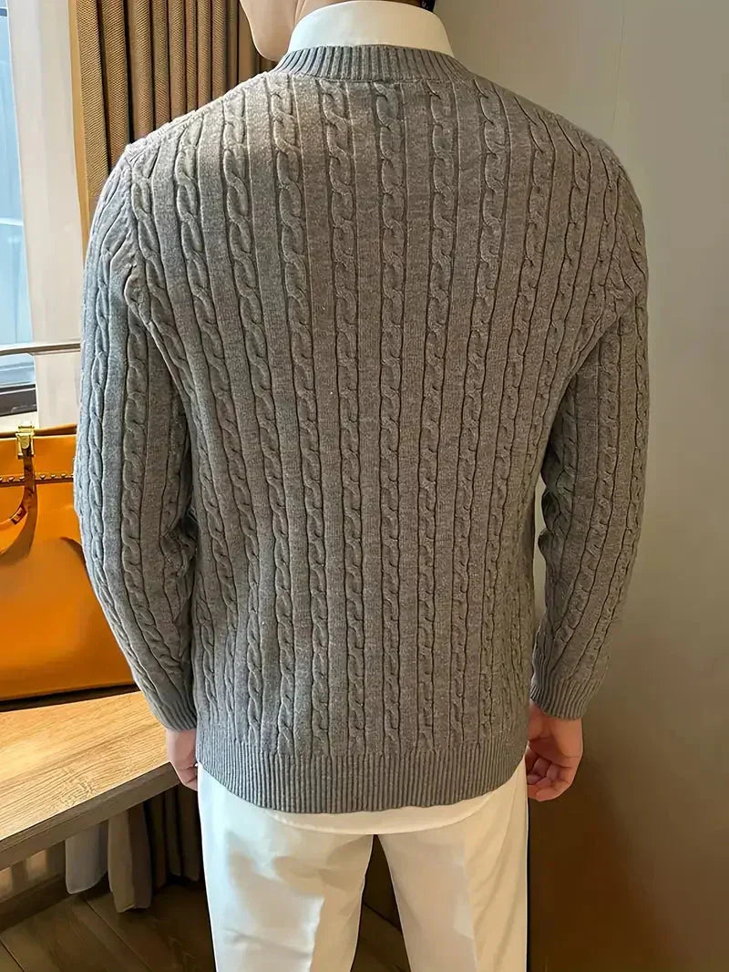 Fabien | Men's Cable Knit Sweater Crew Neck