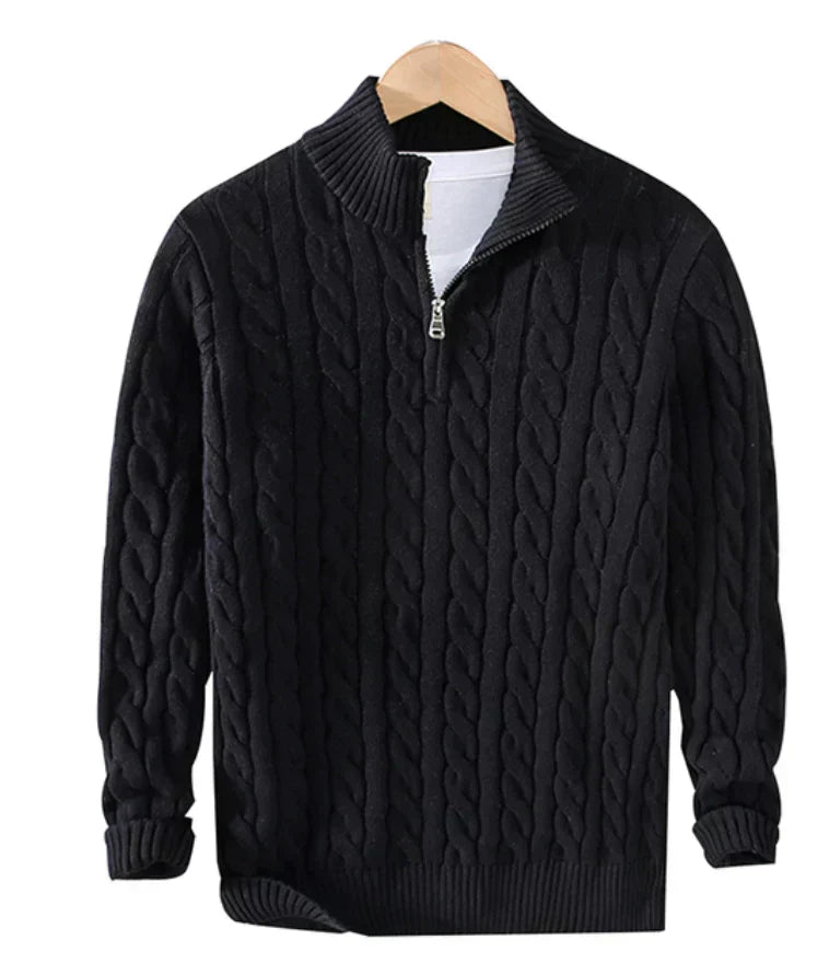 Garrett | Men's Cable Knit Zip up Sweater