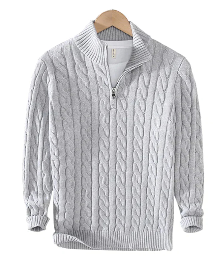Garrett | Men's Cable Knit Zip up Sweater