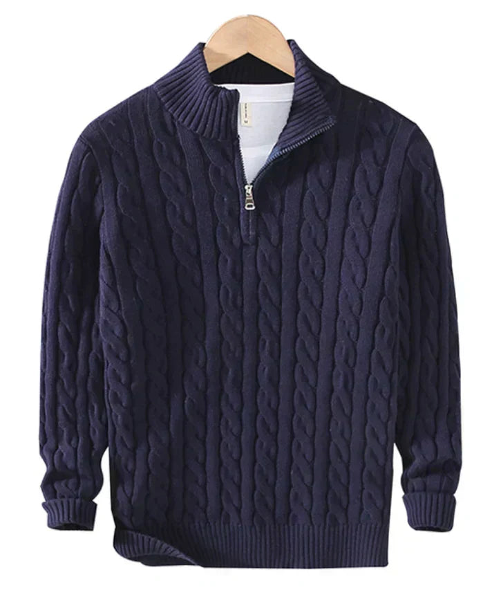 Garrett | Men's Cable Knit Zip up Sweater