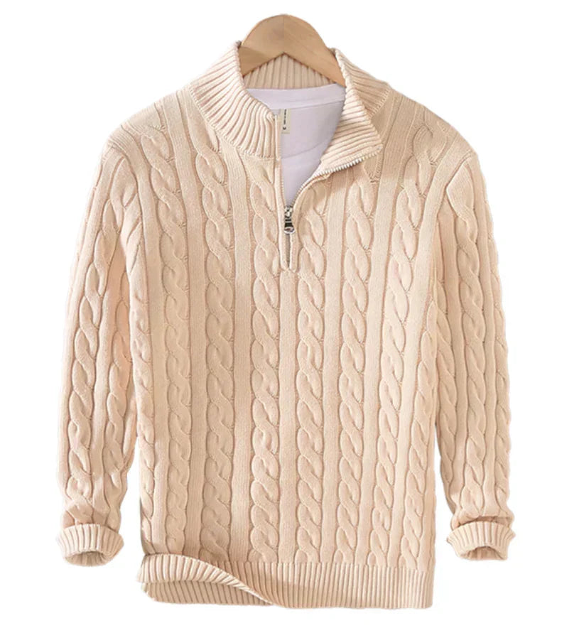 Garrett | Men's Cable Knit Zip up Sweater