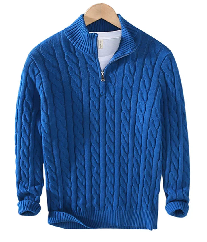 Garrett | Men's Cable Knit Zip up Sweater