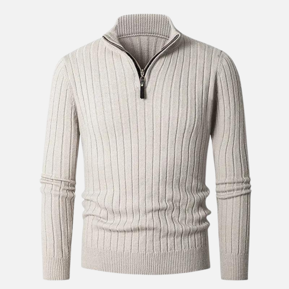 Gideon | Men's Ribbed Quarter Zip Sweater Knit