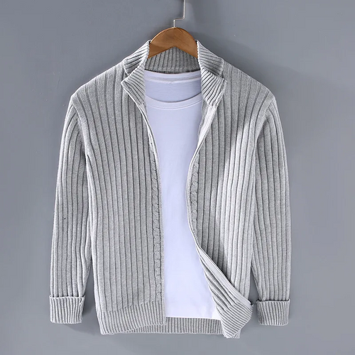 Gustav | Men's Ribbed Zip up Cardigan Knit