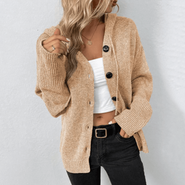 Junia | Women's Hooded Button Front Cardigan Knitted