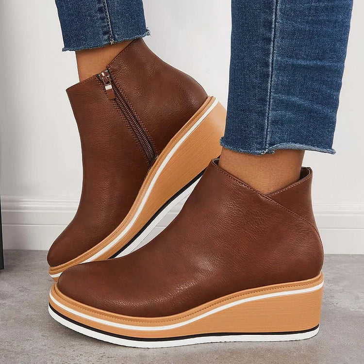 Noelle | Women's Platform Leather Ankle Boots