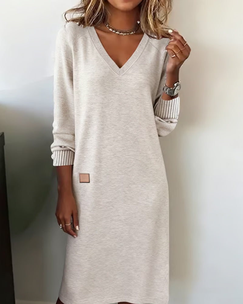 Roxane | Women's V Neck Sweater Dress Knit