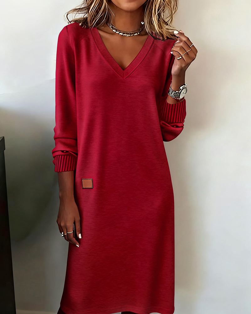 Roxane | Women's V Neck Sweater Dress Knit
